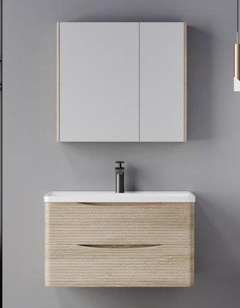 خزانة 60 سم 6056A  REVILAS خشب جاورين خشب محزز فاتح 